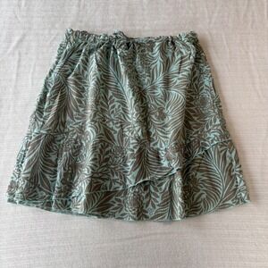 Columbia Womens Small AL5074 Cotton Gauze Tropical Leaf Ruffle Mini Skirt Blue